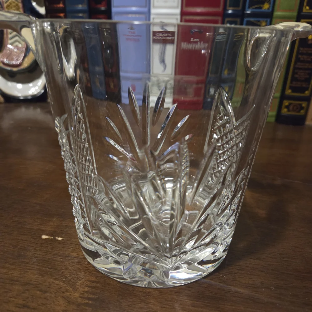 Elegant Clear Glass Ice Bucket with Handles